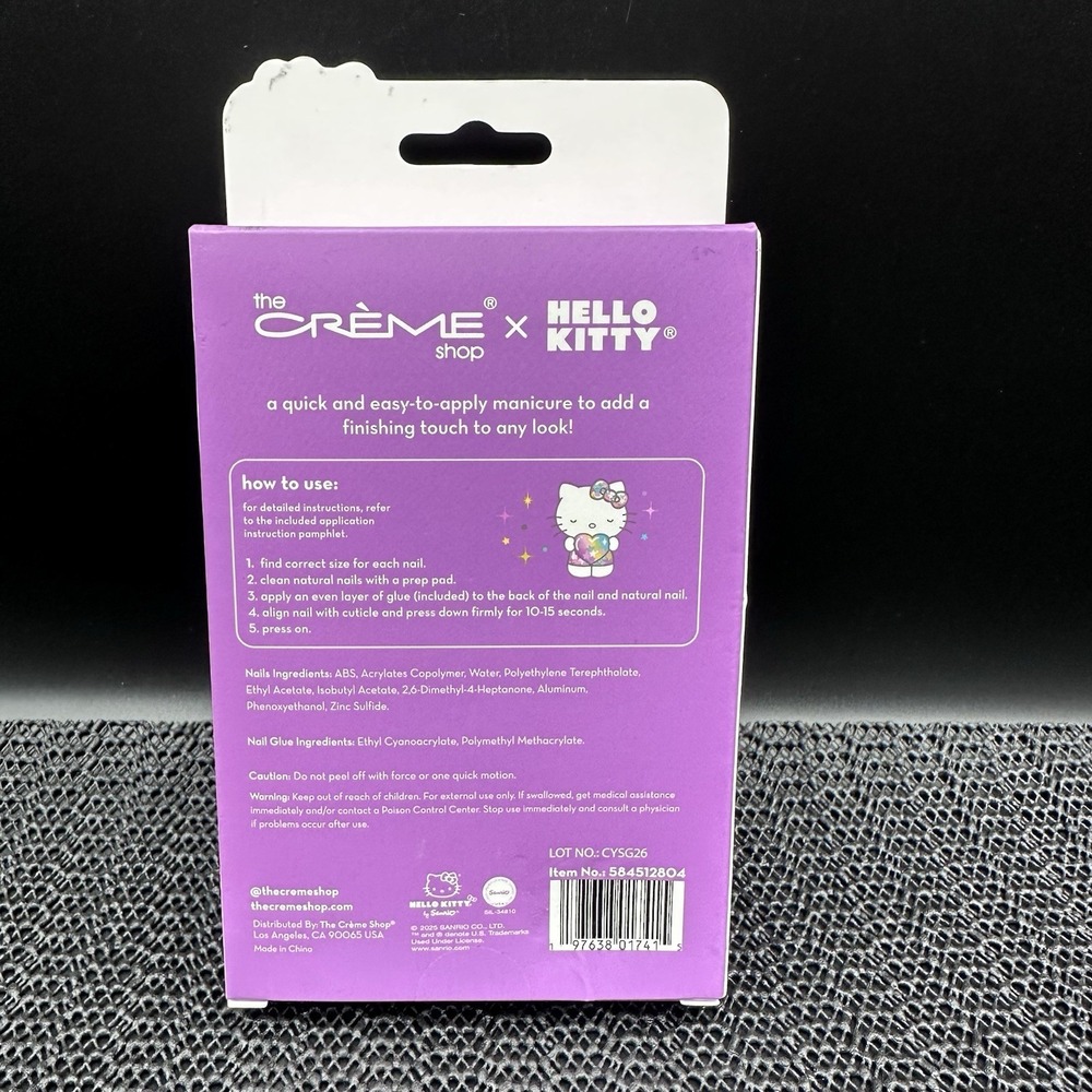 The Crème Shop Hello Kitty Set Of 28 Press On Nails Purple Almond - Picture 2 of 7